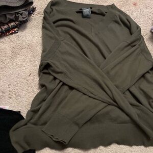 green off the shoulder sweater